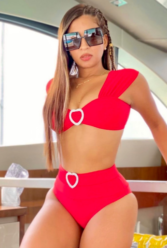 Red Heart High-Waisted Bikini